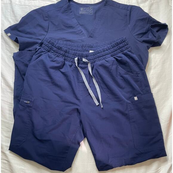 Figs Navy Blue Scrub Top and Bottom Set Size XL - Picture 1 of 7